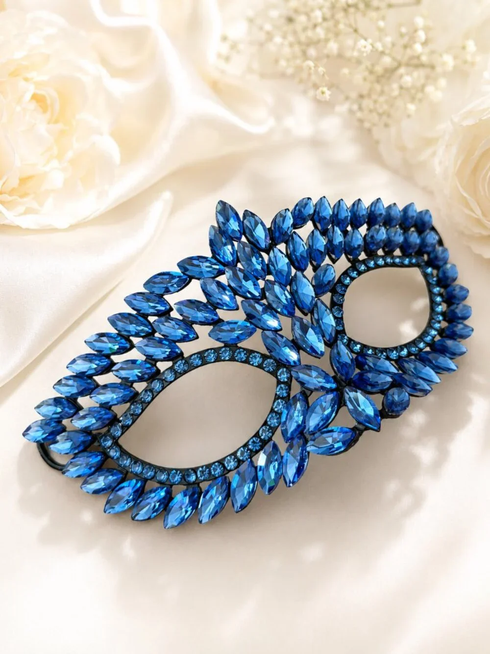 Sapphire Rhinestone Eye Mask, Masquerade Ball Accessory, Theater and cosplay